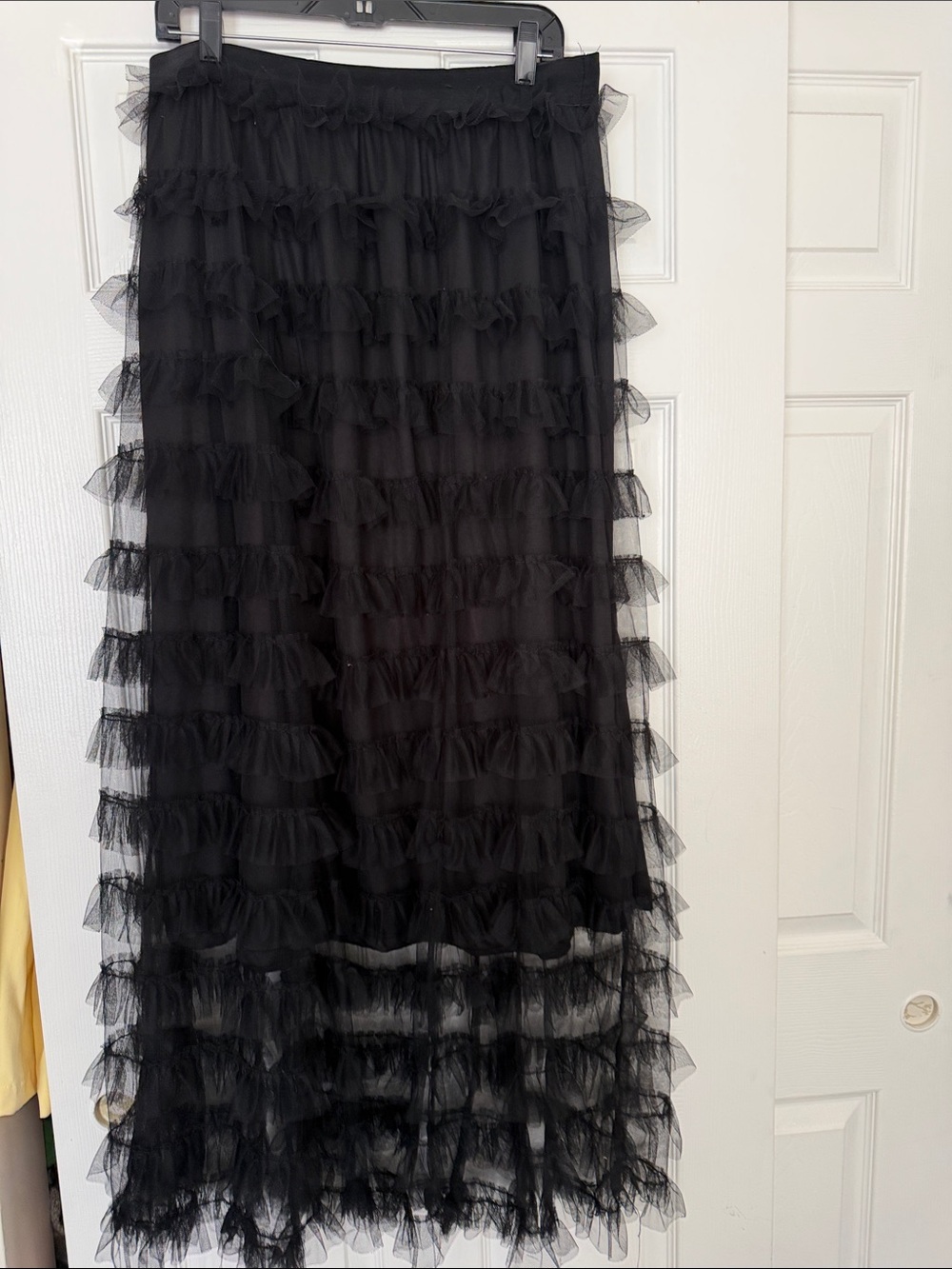 Ashley Stewart Black Ruffled Tulle Maxi Skirt